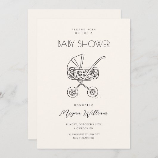 Kinderwagen Einladung (Vorne/Hinten)