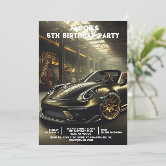 Kinderwagen Einladungen Geburtstagsparty (Stehend Vorderseite)