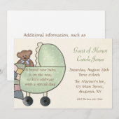 Kinderwagen-Grün Einladung (Vorne/Hinten)