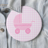 Kinderwagen. Hellrosa auf rosa Gingham Button (Beispiel)