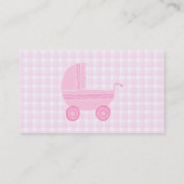 Kinderwagen. Hellrosa auf rosa Gingham Visitenkarte (Rückseite)