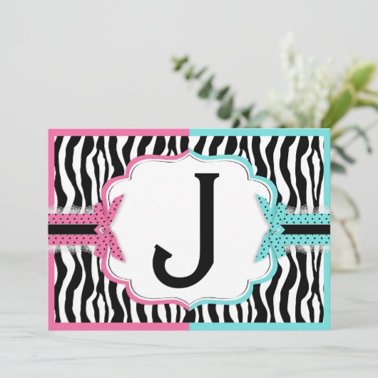 Kinderwagen-u. Zebra-Druck-Geschlecht decken 2 auf Einladung (Stehend Vorderseite)