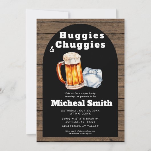 Kinderwagen und Kinderwagen Vater Kinderwagentuhr Einladung (Vorderseite)