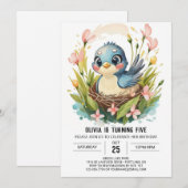 Kinderwald Bird Geburtstag Einladung (Vorne/Hinten)