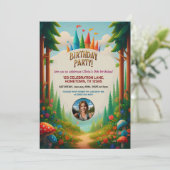 Kinderwald zum Geburtstag Einladung (Stehend Vorderseite)