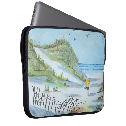 Kinderwandern am Strand Laptopschutzhülle (Vorne Rechts)