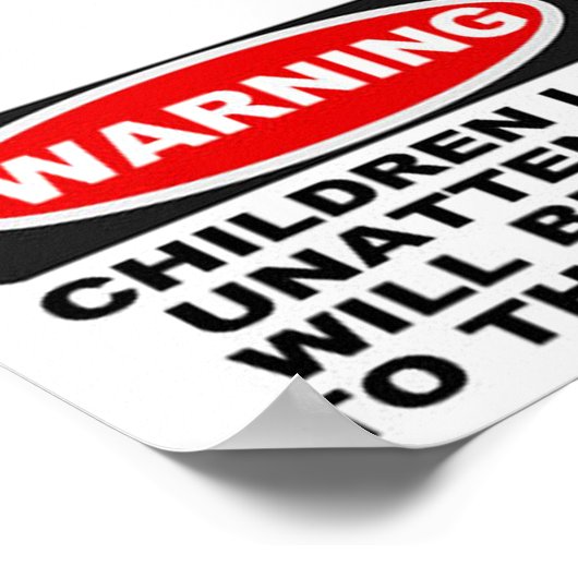 Kinderwarnung Poster (Ecke)