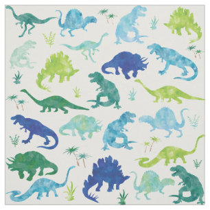 Kinderwatercolor-Dinosaurier-Silhouette-Muster Stoff