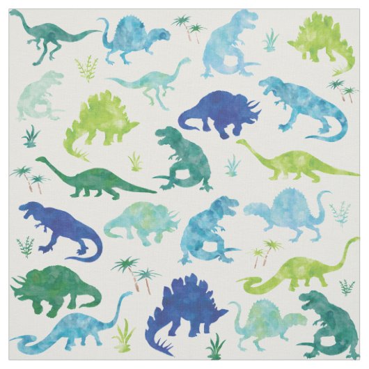 Kinderwatercolor-Dinosaurier-Silhouette-Muster Stoff (Muster)