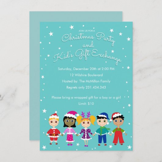 Kinderweihnachtliches Party und Kindergeschenk-Aus Einladung (Vorne/Hinten)