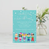 Kinderweihnachtliches Party und Kindergeschenk-Aus Einladung (Stehend Vorderseite)