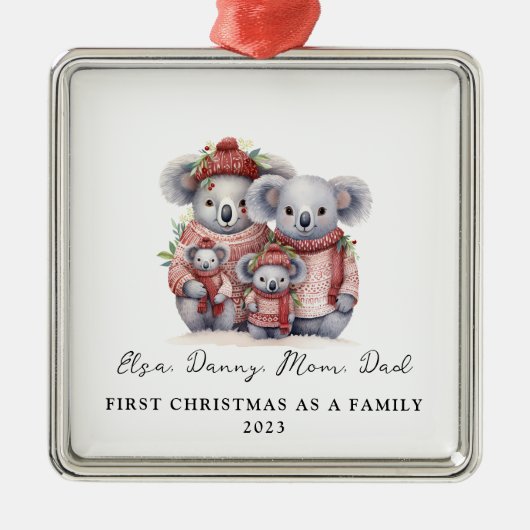 Kinderweihnachtsferien als Familie Koala Ornament Aus Metall (Vorne)
