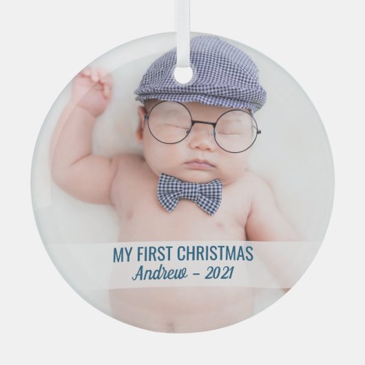 Kinderweihnachtsfest mit dem Namen niedliches Foto Ornament Aus Glas (Vorderseite)
