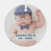 Kinderweihnachtsfest mit dem Namen niedliches Foto Ornament Aus Glas (Rückseite)