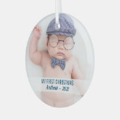 Kinderweihnachtsfest mit dem Namen niedliches Foto Ornament Aus Glas (Vorderseite links)