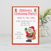 Kinderweihnachtsfest Party Santa Niedlich Einladung (Stehend Vorderseite)