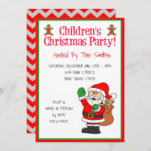 Kinderweihnachtsfest Party Santa Niedlich Einladung (Vorne/Hinten)