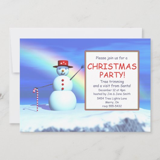 Kinderweihnachtsfest Snowman Party Einladung (Vorderseite)