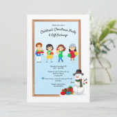 Kinderweihnachtsgeschenk-Austauschprogramm Party Einladung (Stehend Vorderseite)