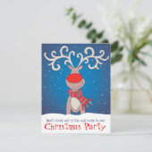 KinderweihnachtsParty Einladung schneite Ren (Stehend Vorderseite)