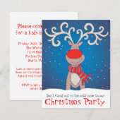 KinderweihnachtsParty Einladung schneite Ren (Vorne/Hinten)