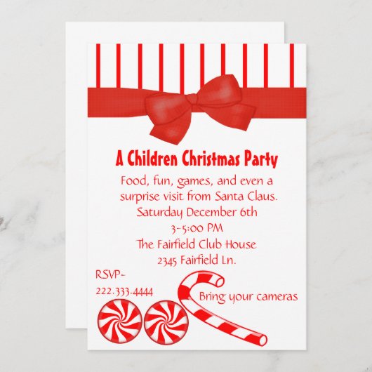 Kinderweihnachtszeit-Party Einladung (Vorne/Hinten)