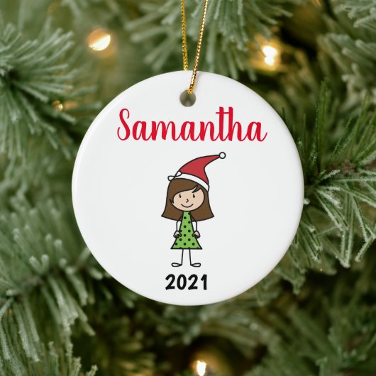 Kinderweihnahrung personalisierter Name Keramik Ornament (Baum)