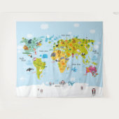 Kinderweltkarte - Hintergrund Wandteppich (Vorderseite (Horizontal))