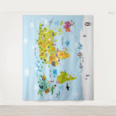 Kinderweltkarte - Hintergrund Wandteppich (Vorderseite)