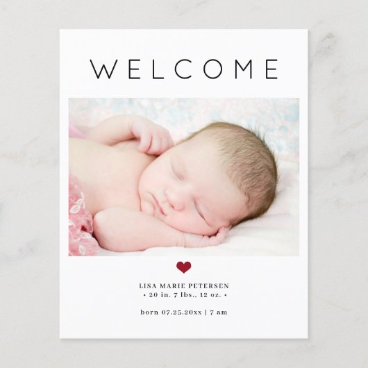 Kinderwillkommensankündigung für das Foto (Vorderseite)