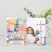 Kinderwissenschaft Geburtstags-Foto Einladung (Stehend Vorderseite)