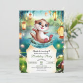 Kinderzauberer Otter Geburtstag Einladung (Stehend Vorderseite)