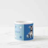 Kinderzebra-Tasse personalisierter Name blau Espressotasse (Vorderseite)