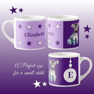 Kinderzebra-Tasse personalisierter Name lila Espressotasse