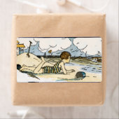 Kinderzeichen am Strand Vintage Art Labels (Insitu)