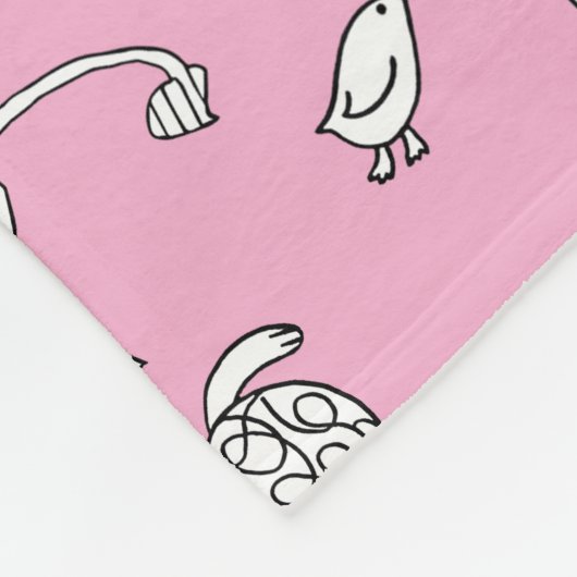 Kinderzeichnungen auf rosa Hintergrund Fleecedecke (Ecke)