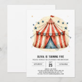 Kinderzenter Zirkus Geburtstag Einladung (Vorne/Hinten)