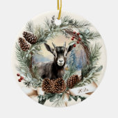 Kinderziegenfarm Weihnachtspinecone Kranz Keramik Ornament (Vorne)