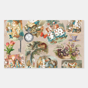 Kinderzimmer Alice Bunt 1800er Klassiker Wunderlan Rechteckiger Aufkleber