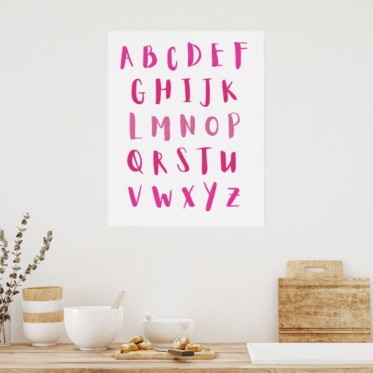 Kinderzimmer Alphabet Pink ABCs Kinder Poster (Küche)