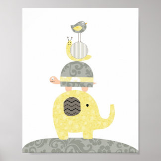Kinderzimmer Art Illustration Elefantenschildkröte Poster