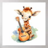 Kinderzimmer Art Poster Giraffe mit Gitarre (Vorne)