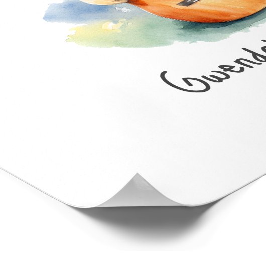 Kinderzimmer Art Poster Giraffe mit Gitarre (Ecke)