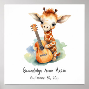 Kinderzimmer Art Poster Giraffe mit Gitarre