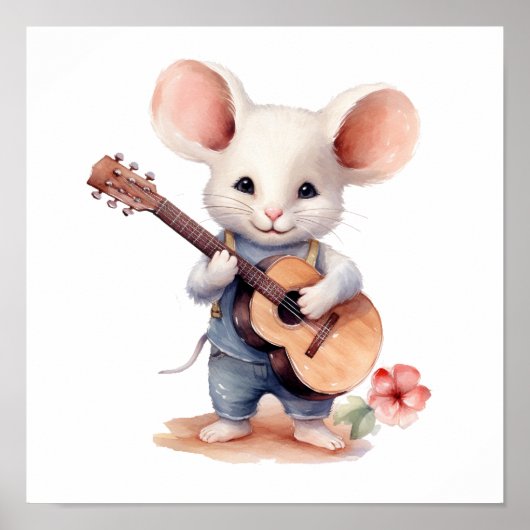 Kinderzimmer Art Poster Mouse Gitarre spielen, Lin (Vorne)