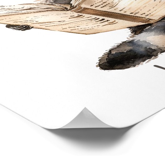 Kinderzimmer Art Poster Raccoon Reading (Ecke)