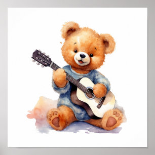 Kinderzimmer Art Poster Teddy Bären Gitarre Verlas
