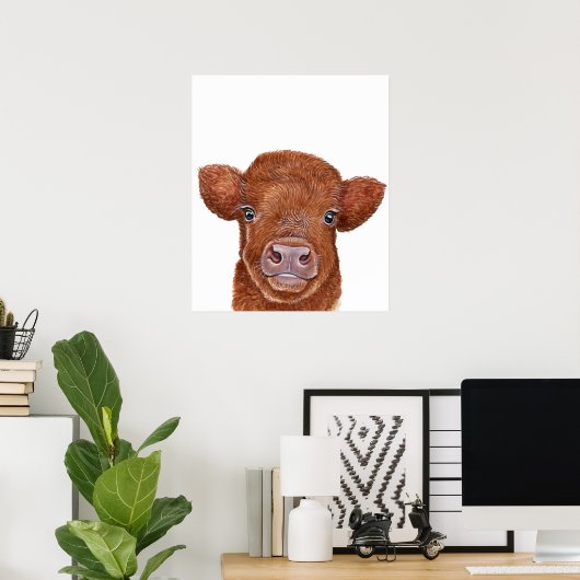 Kinderzimmer Art Red Highland Cow Calf Poster (Heimbüro)