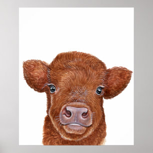 Kinderzimmer Art Red Highland Cow Calf Poster