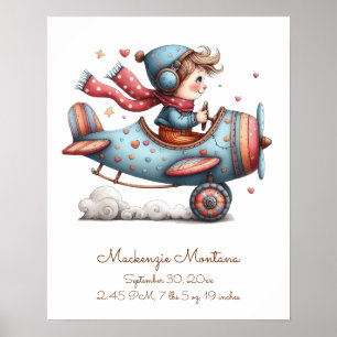 Kinderzimmer Artwork Child Flying Flugzeug Persona Poster